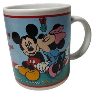 Enesco Disneys‎ Holiday Mug Mickey Minnie Mouse Aw Shucks Mistletoe Christmas
